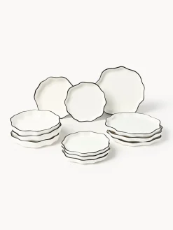 Vajillas Completas|Menaje De Mesa>Westwing Collection Vajilla de porcelana con volantes Bia, 4 comensales, 12 pzas.