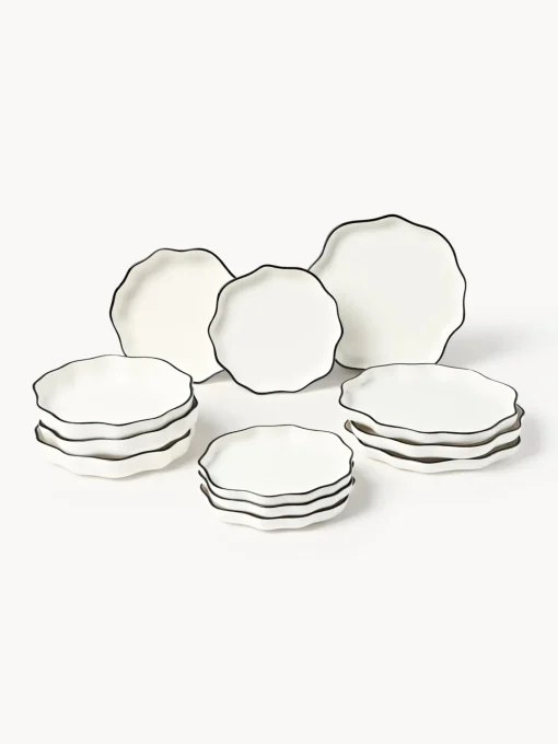 Vajillas Completas|Menaje De Mesa>Westwing Collection Vajilla de porcelana con volantes Bia, 4 comensales, 12 pzas.