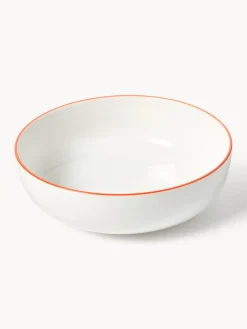 Vajillas Completas|Menaje De Mesa></noscript>Westwing Collection Vajilla de porcelana Facile, 6 comensales (18 pzas.) Blanco Off White con borde naranja