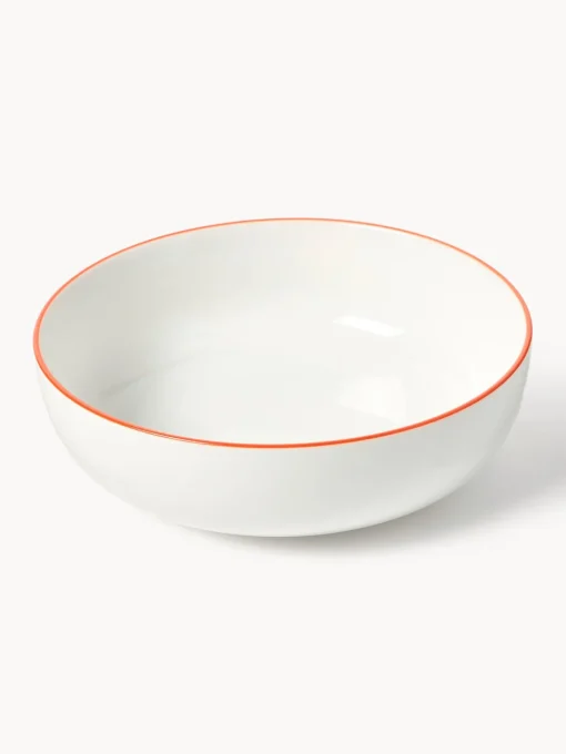 Vajillas Completas|Menaje De Mesa>Westwing Collection Vajilla de porcelana Facile, 6 comensales (18 pzas.) Blanco Off White con borde naranja