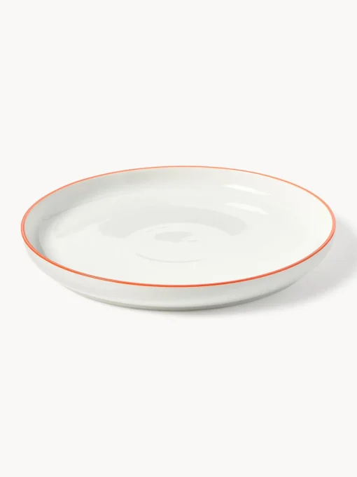 Vajillas Completas|Menaje De Mesa>Westwing Collection Vajilla de porcelana Facile, 6 comensales (18 pzas.) Blanco Off White con borde naranja
