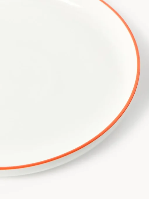 Vajillas Completas|Menaje De Mesa>Westwing Collection Vajilla de porcelana Facile, 6 comensales (18 pzas.) Blanco Off White con borde naranja