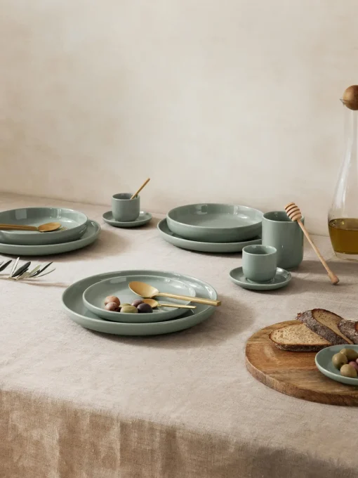 Vajillas Completas|Menaje De Mesa>Westwing Collection Vajilla de porcelana Nessa, 4 comensales (12 pzas.) Verde salvia brillante