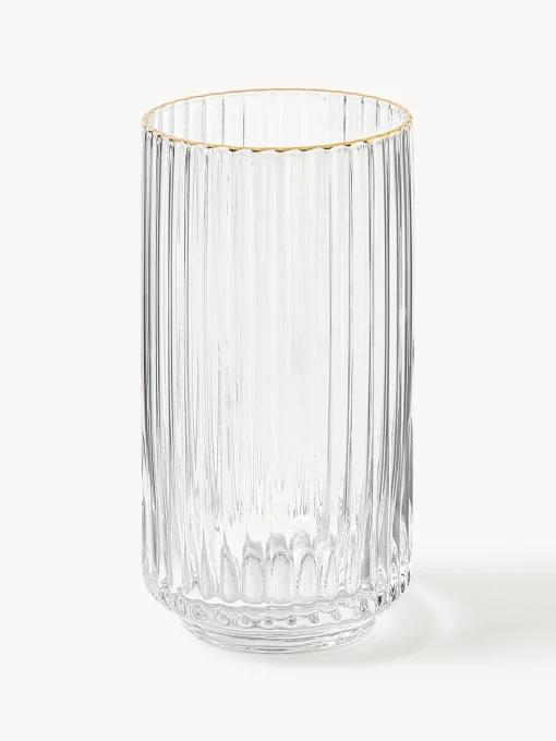 Copas De Cóctel|Vajillas Completas>Westwing Collection Vasos altos soplados con borde dorado Aleo, 4 uds. Transparente con borde dorado