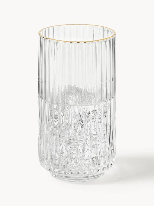 Copas De Cóctel|Vajillas Completas>Westwing Collection Vasos altos soplados con borde dorado Aleo, 4 uds. Transparente con borde dorado