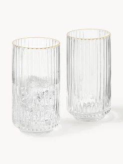 Copas De Cóctel|Vajillas Completas></noscript>Westwing Collection Vasos altos soplados con borde dorado Aleo, 4 uds. Transparente con borde dorado