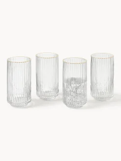 Copas De Cóctel|Vajillas Completas></noscript>Westwing Collection Vasos altos soplados con borde dorado Aleo, 4 uds. Transparente con borde dorado