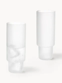 Clearance Vasos altos soplados con relieve Ripple, 4 uds. Copas De Cóctel|Vajillas Completas