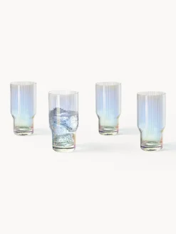 Copas De Cóctel|Vajillas Completas></noscript>Westwing Collection Vasos altos soplados con relieve y brillo nacarado Juno, 4 uds.