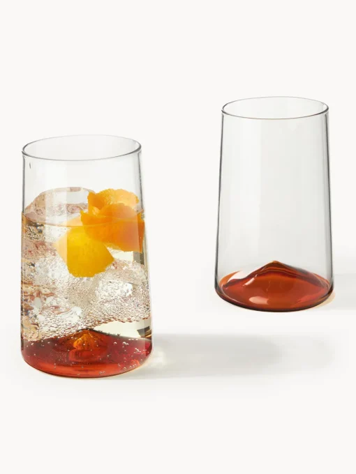 Copas De Cóctel|Vajillas Completas>Westwing Collection Vasos altos soplados Hadley, 4 uds. Transparente, naranja