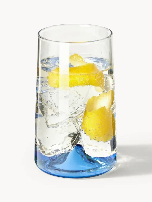 Copas De Cóctel|Vajillas Completas>Westwing Collection Vasos altos soplados Hadley, 4 uds. Transparente, azul