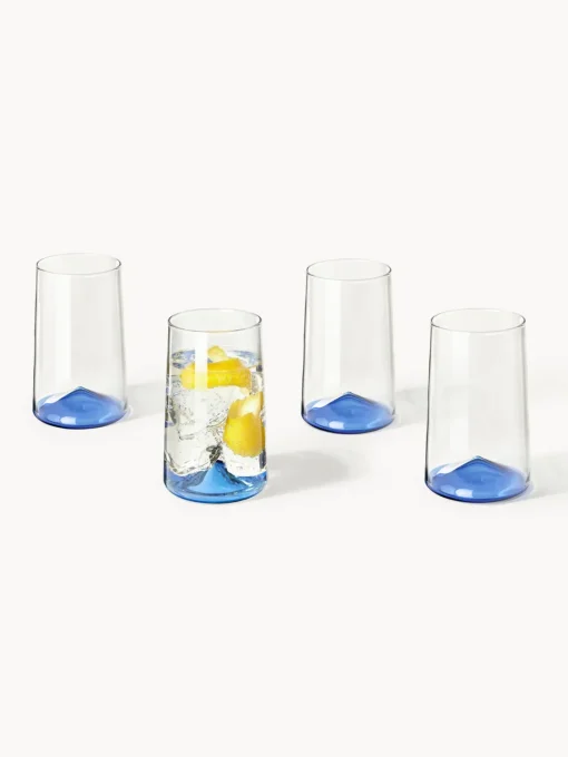 Copas De Cóctel|Vajillas Completas>Westwing Collection Vasos altos soplados Hadley, 4 uds. Transparente, azul