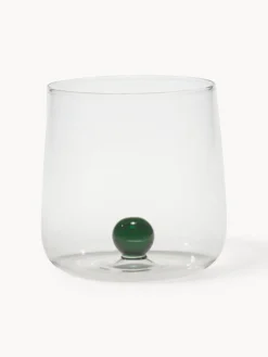 Vasos|Vajillas Completas>Zafferano Vasos de agua artesanales soplados de vidrio borosilicato Bilia, 6 uds. Transparente, verde oscuro