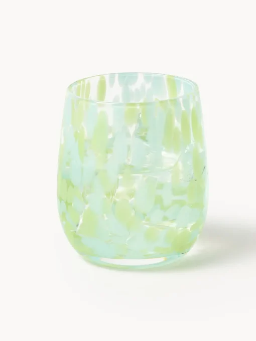 Vasos|Vajillas Completas>Westwing Collection Vasos de agua artesanales Yava, 4 uds. Azul claro, verde claro, transparente