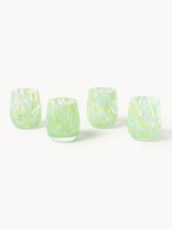Vasos|Vajillas Completas></noscript>Westwing Collection Vasos de agua artesanales Yava, 4 uds. Azul claro, verde claro, transparente