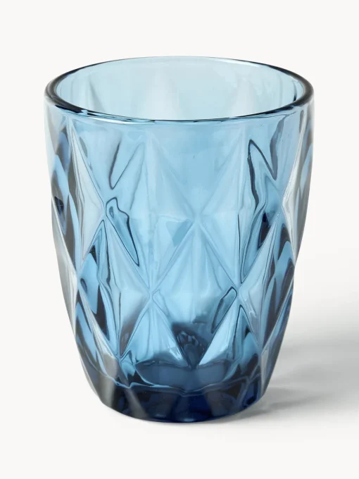 Vasos|Vajillas Completas>Westwing Collection Vasos de agua con patrón texturizado Colorado, 4 uds. Azul, malva, gris, verde