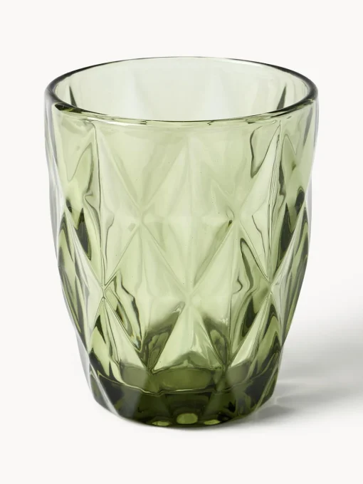 Vasos|Vajillas Completas>Westwing Collection Vasos de agua con patrón texturizado Colorado, 4 uds. Azul, malva, gris, verde