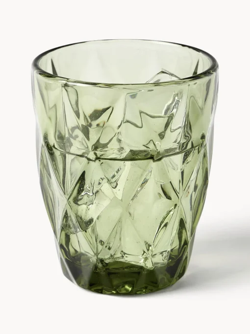 Vasos|Vajillas Completas>Westwing Collection Vasos de agua con patrón texturizado Colorado, 4 uds. Azul, malva, gris, verde