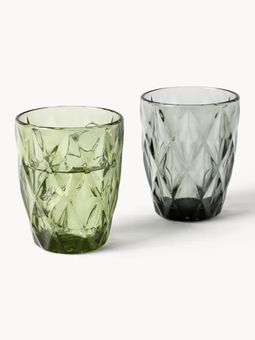 Vasos|Vajillas Completas>Westwing Collection Vasos de agua con patrón texturizado Colorado, 4 uds. Azul, malva, gris, verde