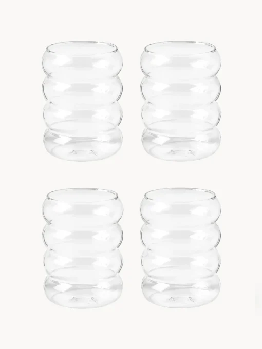 Hot Vasos de agua soplados Bubbly, 4 uds. Vasos|Vajillas Completas