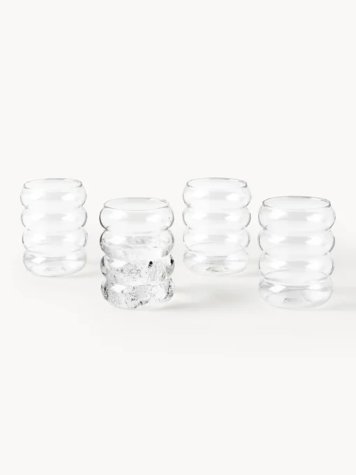 Hot Vasos de agua soplados Bubbly, 4 uds. Vasos|Vajillas Completas