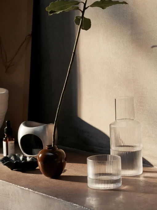 Vasos|Vajillas Completas>Ferm Living Vasos de agua soplados con relieves Ripple, 4 uds. Transparente brillante