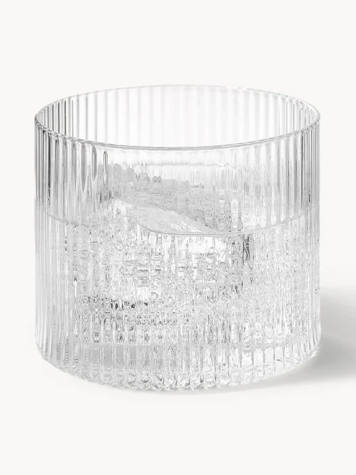 Vasos|Vajillas Completas>Ferm Living Vasos de agua soplados con relieves Ripple, 4 uds. Transparente brillante
