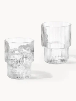 Outlet Vasos de agua soplados con textura acanalada Ripple, 4 uds. Vasos|Vajillas Completas