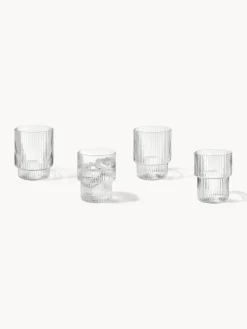 Outlet Vasos de agua soplados con textura acanalada Ripple, 4 uds. Vasos|Vajillas Completas