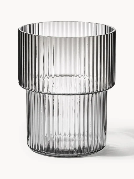 Vasos|Vajillas Completas>Ferm Living Vasos de agua soplados con relieves Ripple, 4 uds. Gris transparente brillante