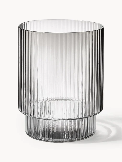 Vasos|Vajillas Completas>Ferm Living Vasos de agua soplados con relieves Ripple, 4 uds. Gris transparente brillante