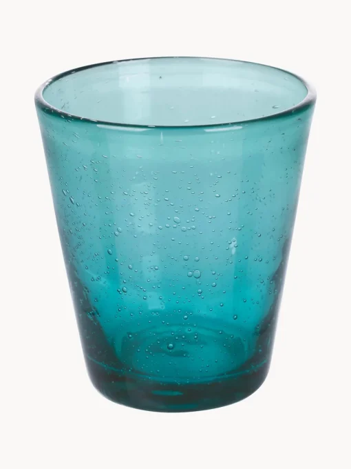 Vasos|Vajillas Completas>Villa D'Este Home Tivoli Vasos de agua soplados con burbujas Cancun, 6 uds. Tonos turquesa y verdes, transparente