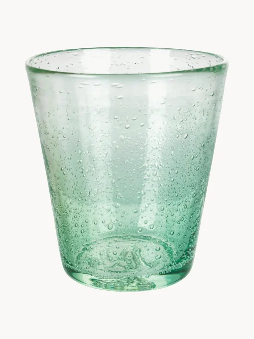 Vasos|Vajillas Completas>Villa D'Este Home Tivoli Vasos de agua soplados con burbujas Cancun, 6 uds. Tonos turquesa y verdes, transparente