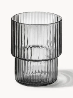 Vasos|Vajillas Completas></noscript>Ferm Living Vasos de agua soplados con relieves Ripple, 4 uds. Gris transparente brillante
