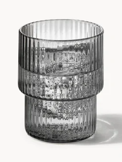 Vasos|Vajillas Completas></noscript>Ferm Living Vasos de agua soplados con relieves Ripple, 4 uds. Gris transparente brillante
