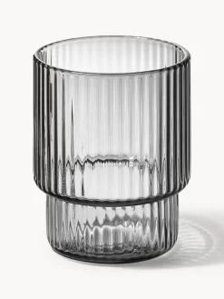 Vasos|Vajillas Completas></noscript>Ferm Living Vasos de agua soplados con relieves Ripple, 4 uds. Gris transparente brillante