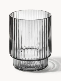 Vasos|Vajillas Completas></noscript>Ferm Living Vasos de agua soplados con relieves Ripple, 4 uds. Gris transparente brillante