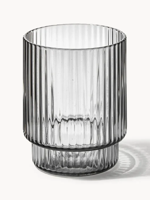 Vasos|Vajillas Completas>Ferm Living Vasos de agua soplados con relieves Ripple, 4 uds. Gris transparente brillante