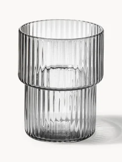 Vasos|Vajillas Completas></noscript>Ferm Living Vasos de agua soplados con relieves Ripple, 4 uds. Gris transparente brillante