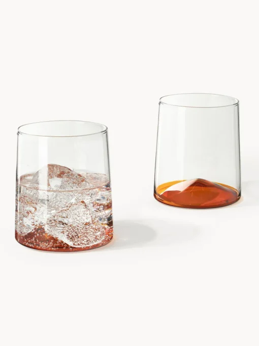 Vasos|Vajillas Completas>Westwing Collection Vasos de agua soplados Hadley, 4 uds. Transparente, naranja