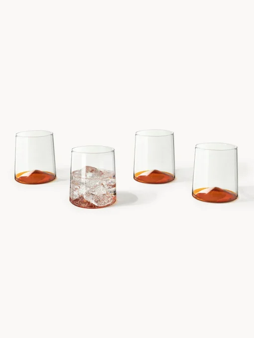 Vasos|Vajillas Completas>Westwing Collection Vasos de agua soplados Hadley, 4 uds. Transparente, naranja