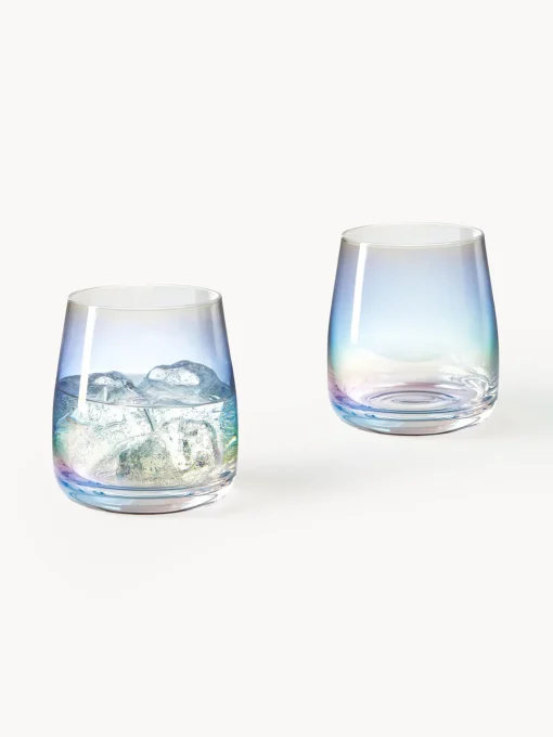 Clearance Vasos de agua soplados iridiscentes Ellery, 4 uds. Vasos|Vajillas Completas