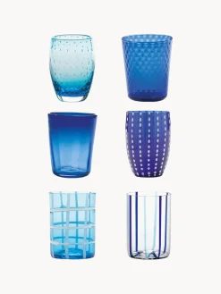 Vasos|Vajillas Completas>Zafferano Vasos de vidrio soplados artesanalmente Melting Pot Sea, 6 uds.
