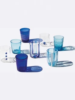 Vasos|Vajillas Completas>Zafferano Vasos de vidrio soplados artesanalmente Melting Pot Sea, 6 uds.