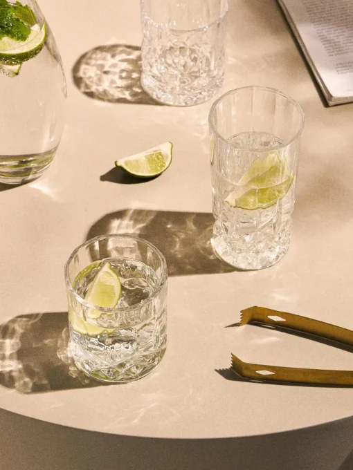 Sale Vasos old fashioned con relieve de cristal George, 4 uds. Vasos|Vajillas Completas