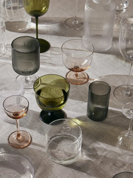 New Vasos pequeños soplados con relieves Ripple, 4 uds. Copas De Cóctel|Vajillas Completas
