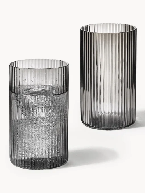 New Vasos pequeños soplados con relieves Ripple, 4 uds. Copas De Cóctel|Vajillas Completas