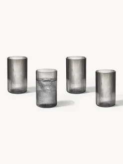 New Vasos pequeños soplados con relieves Ripple, 4 uds. Copas De Cóctel|Vajillas Completas