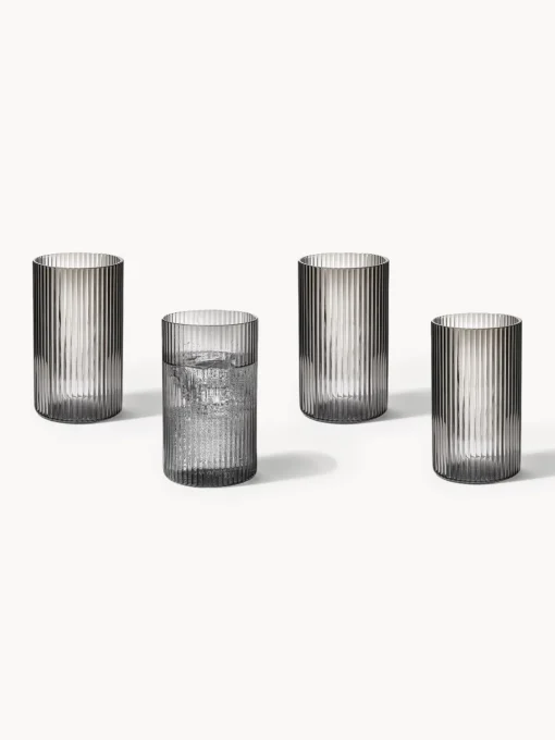 New Vasos pequeños soplados con relieves Ripple, 4 uds. Copas De Cóctel|Vajillas Completas