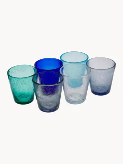 Vasos|Vajillas Completas></noscript>Villa D'Este Home Tivoli Vasos soplados con burbujas de aire Cancun, 6 uds. Tonos azules, tuquesas y grises transparentes